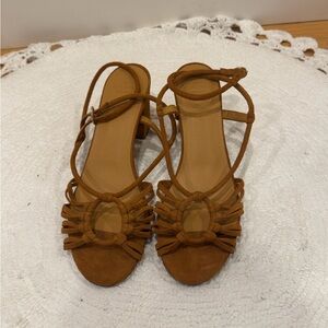Sézane Souliers Gloria Suede Heeled Sandals – Camel NWOT